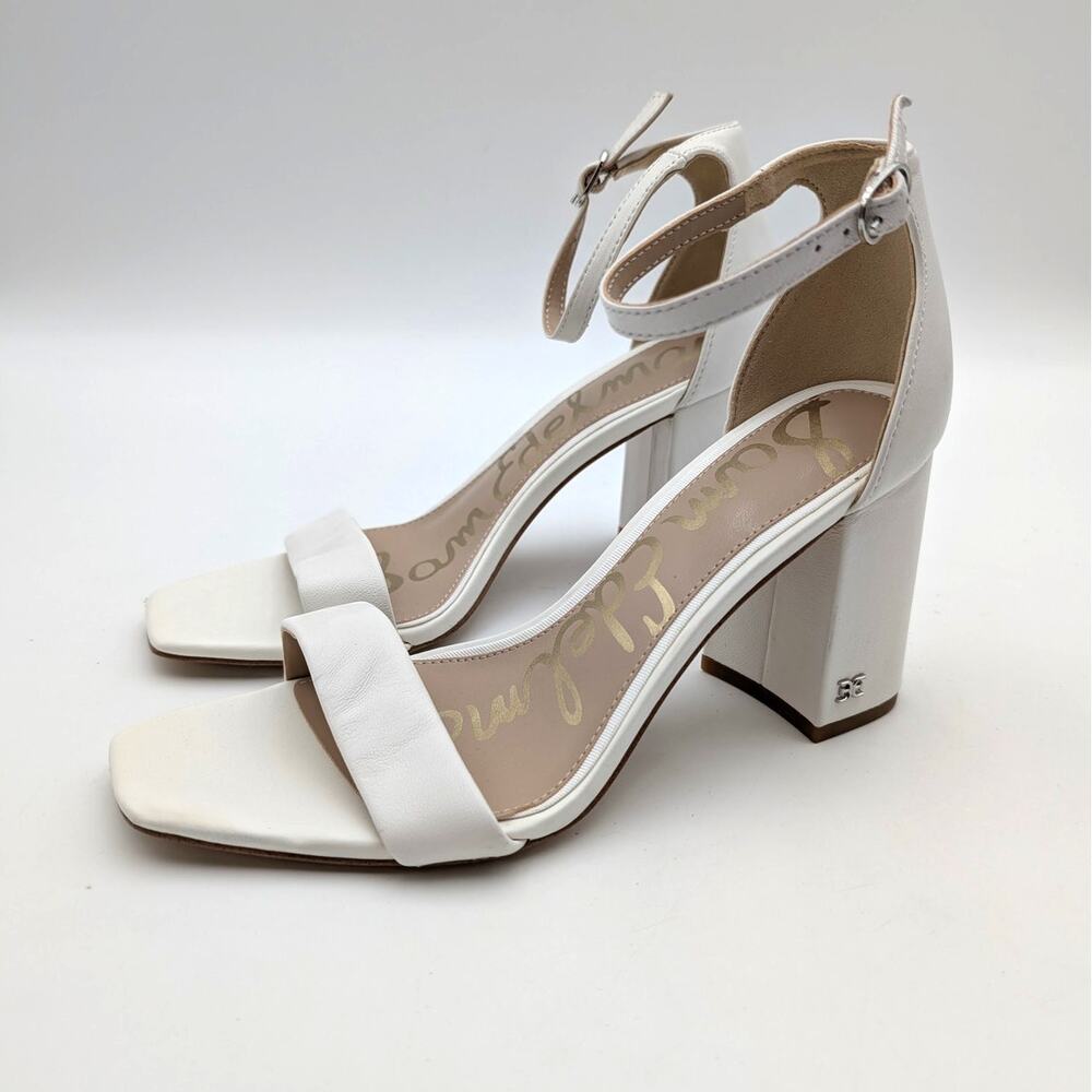 Sam Edelman Daniella Block Heel Sandals Women's Bright White Size US7.5M EU38
